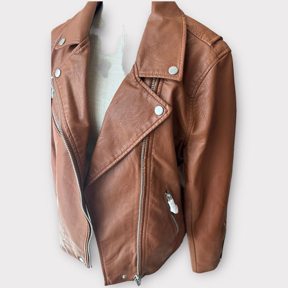 Womens Blank NYC Brown Faux Leather Jacket Size Large NWT - Picture 3 of 8